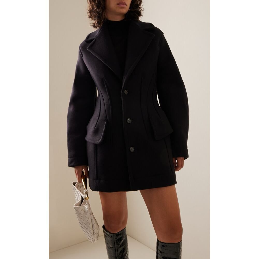 Bottega Veneta Felted Wool Sculptured Coat black IT42/US6